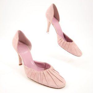 Delman Pink Blush Nude Ruffle Slip On Heels 8